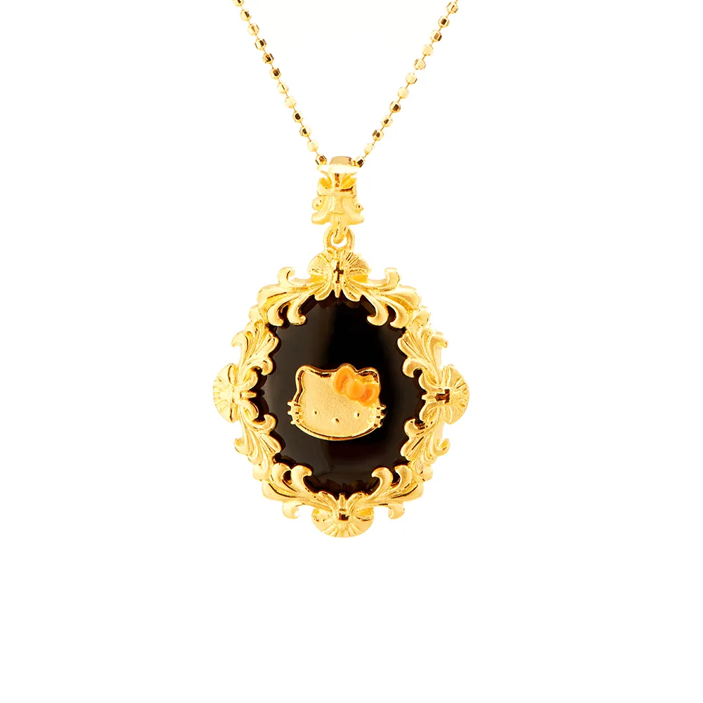【Just Gold 鎮金店】Hello Kitty Glamour-黑 黃金吊墜(不含鍊)