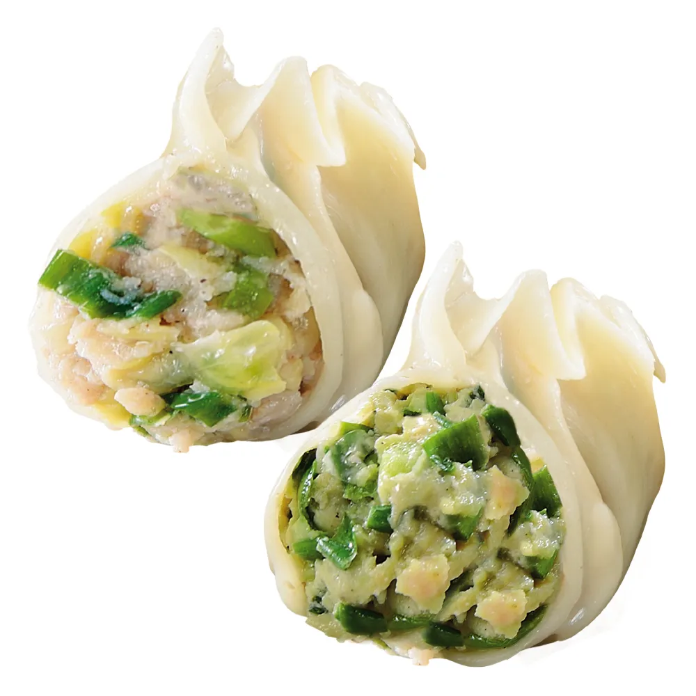 【禎祥食品】超大顆-手工捏花大水餃-高麗菜+韭菜 任選(共3包 約120粒)