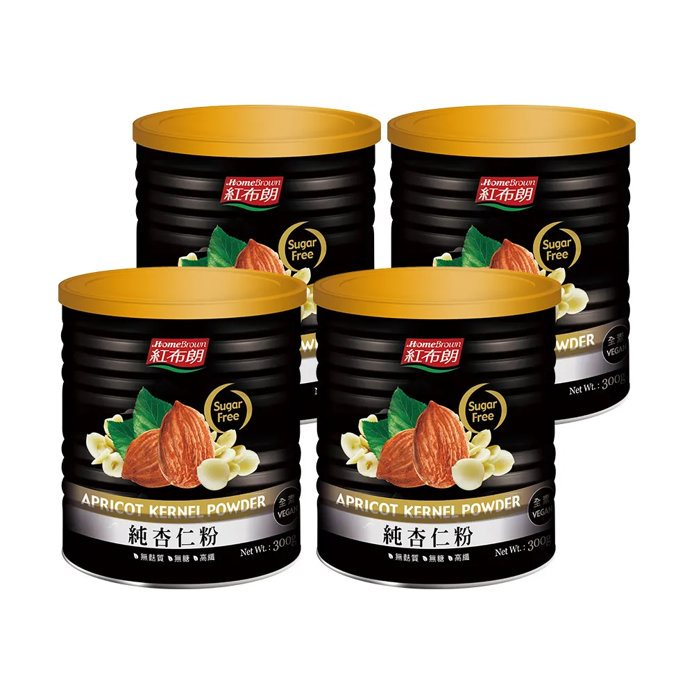 【紅布朗】純杏仁粉-無加糖300gX4罐(無糖 高纖 高膳食纖維)