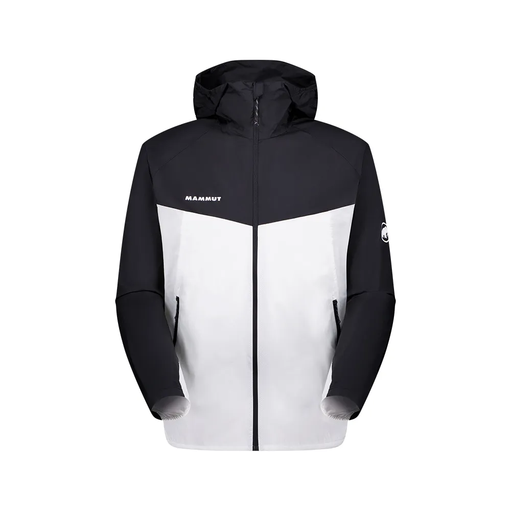 【Mammut 長毛象官方直營】Convey WB Hooded Jacket AF 輕量防潑水連帽風衣外套 黑/白 男款 #1012-00530