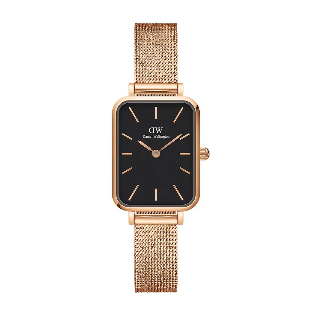 【Daniel Wellington】DW 手錶 Quadro Melrose 20x26mm麥穗式金屬編織小方錶(兩色 DW00100432)