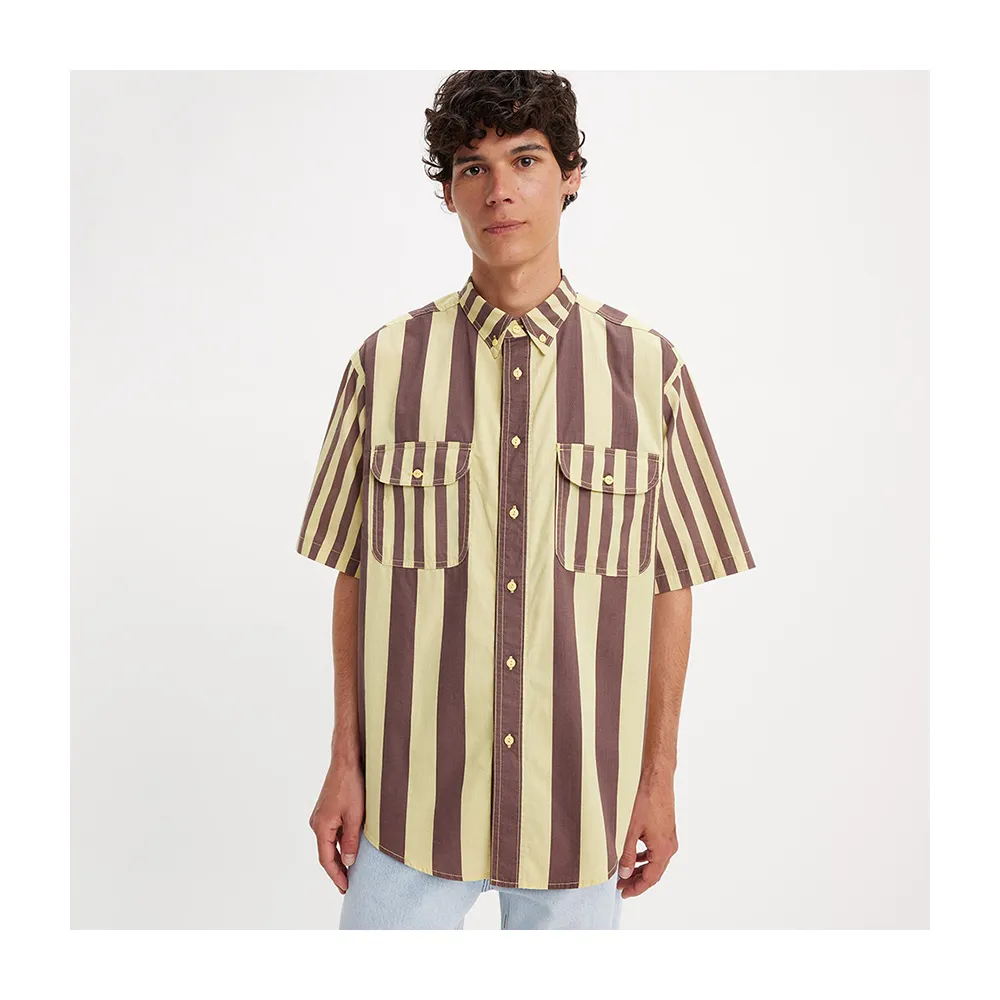 【LEVIS】Skateboarding™滑板系列 男款 雙袋條紋短袖襯衫 上衣 熱賣單品 A4329-0003
