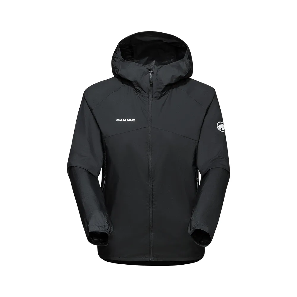 【Mammut 長毛象官方直營】Convey WB Hooded Jacket AF W 輕量防潑水連帽風衣外套 黑色 女款 #1012-00540