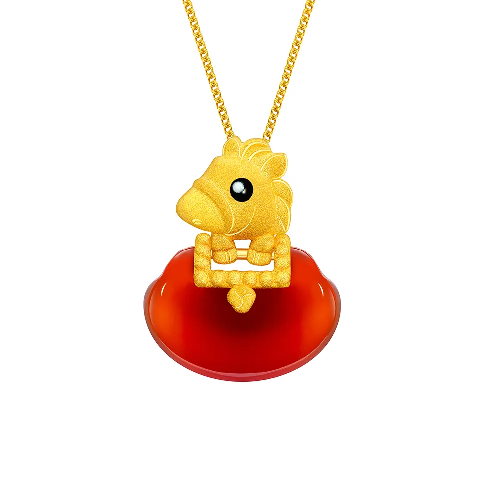 【Just Gold 鎮金店】十二生肖 滿福如意-馬 黃金吊墜(不含鍊)