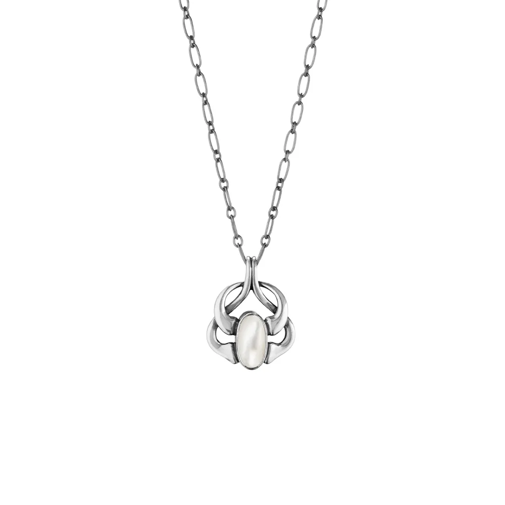 【Georg Jensen 喬治傑生】2006 Heritage 吊墜項鍊 - 線上獨賣款 (氧化純銀 白色珍珠母貝)