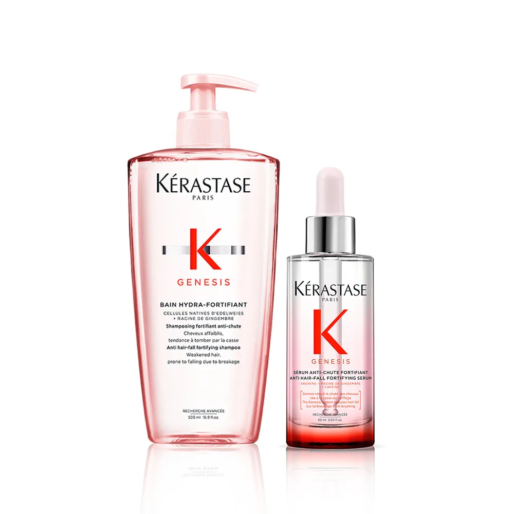 【KERASTASE 巴黎卡詩】粉漾芯生大容量調理組(髮浴500ml+頭皮精華90ml)