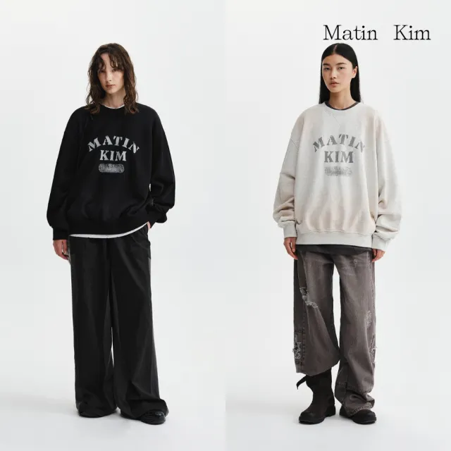 【MATIN KIM】官方旗艦 復古噴染LOGO大學T(多款任選)