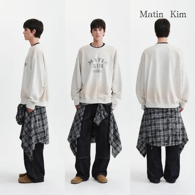 【MATIN KIM】官方旗艦 復古噴染LOGO大學T(多款任選)