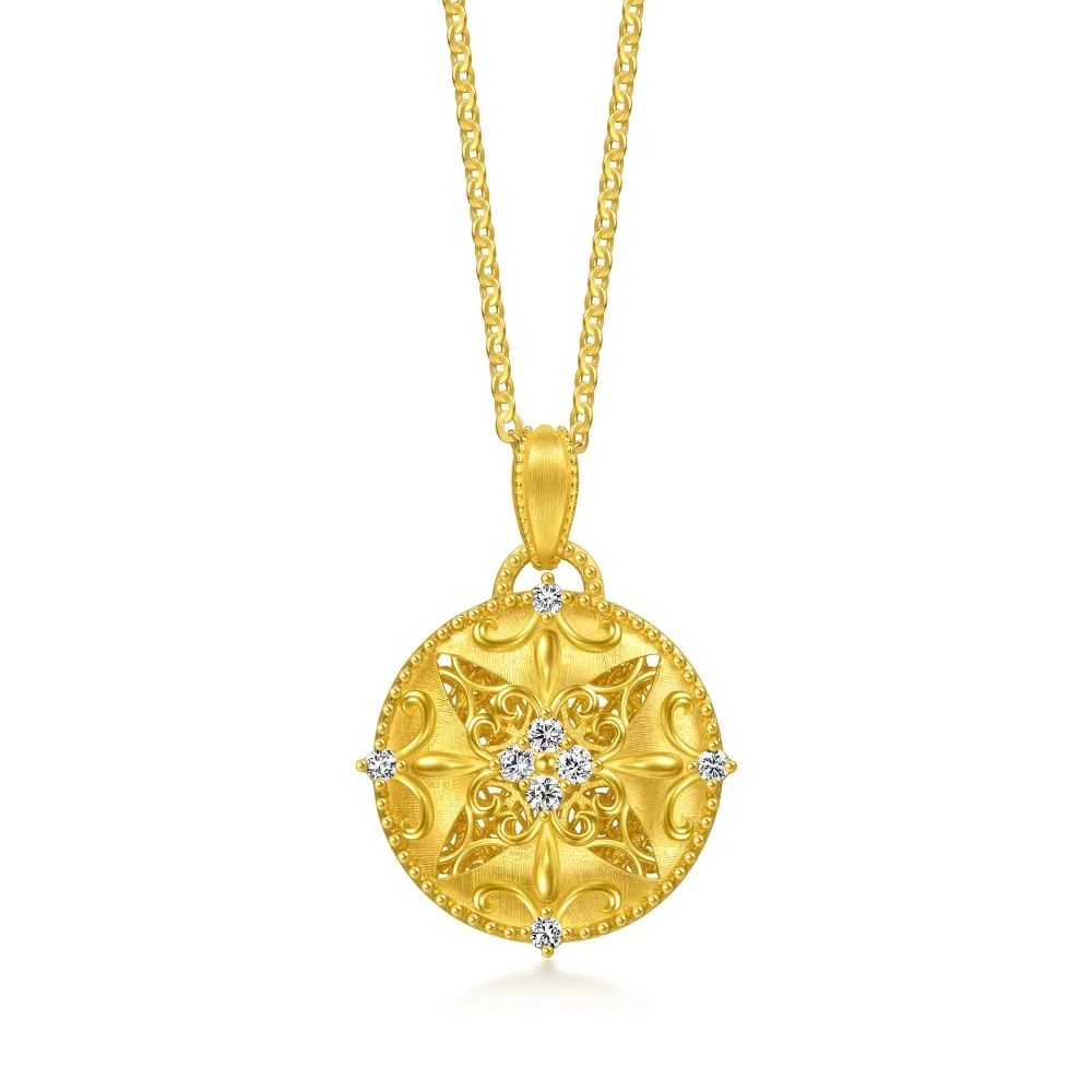 【點睛品】繁花似錦 鑽石黃金項鍊