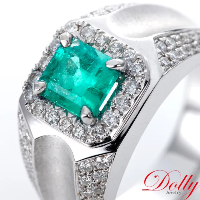 【DOLLY】買一送一 14K金 天然哥倫比亞祖母綠1克拉鑽石男戒-002 高級訂製珠寶 奢華質感 浪漫送禮