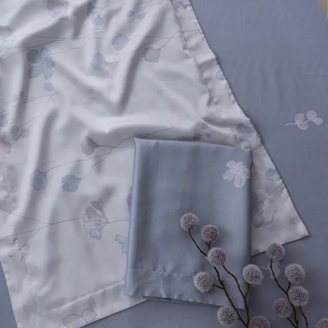 【MONTAGUT 夢特嬌】60支萊賽爾纖維-天絲四件式薄被套床包組-霧嶼花影(雙人)