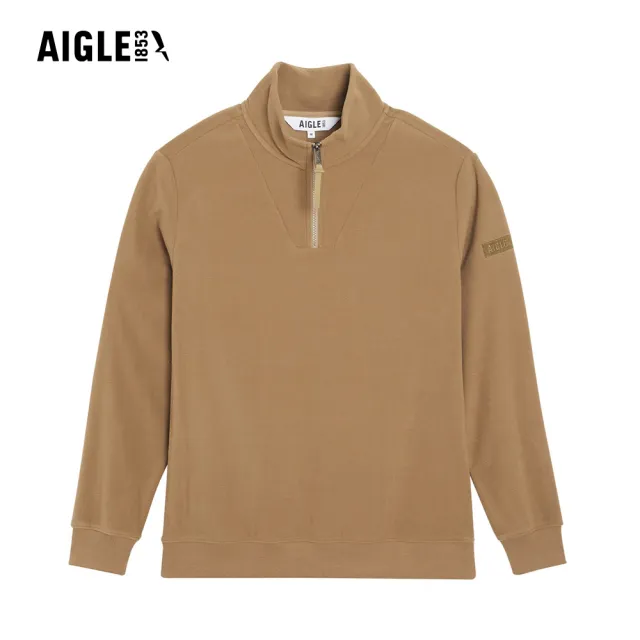 【AIGLE】男 刷毛保暖罩衫｜AG-5A134A176 深卡其(男長袖上衣 男T恤 保暖上衣 刷毛衣 刷毛T恤)