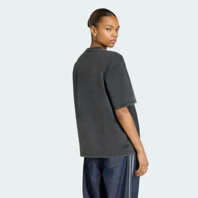 【adidas 愛迪達】Dy V Tee 女 T恤 運動上衣 休閒短袖 正面印花 純棉 黑(KS4184)