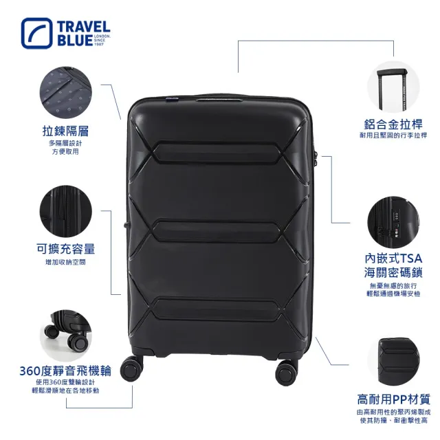 【Travel Blue 藍旅】可擴充 20吋 超輕量時尚登機箱/行李箱  (多色可選/保固+保修)