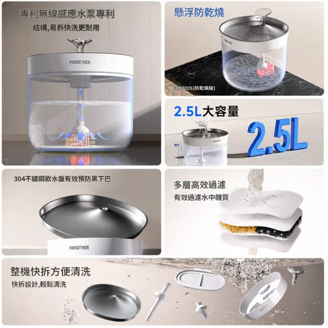 【IPSKY】寵物飲水機 貓咪飲水機 自動循環活水 2.5L 無線水泵 貓咪狗狗喝水器 餵水器 飲水器 貓狗通用