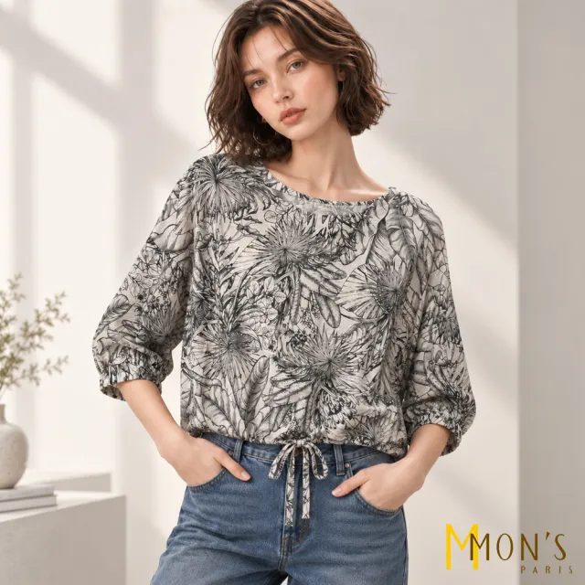 【MON’S】秘境花葉寬版上衣(直)