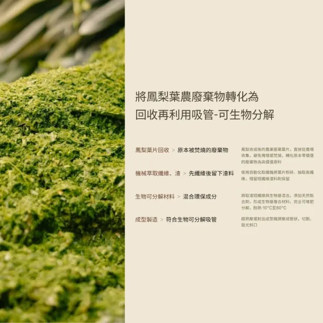 【100%台灣製造】環保生物可分解材質 鳳梨吸管(一次性單支紙膜)