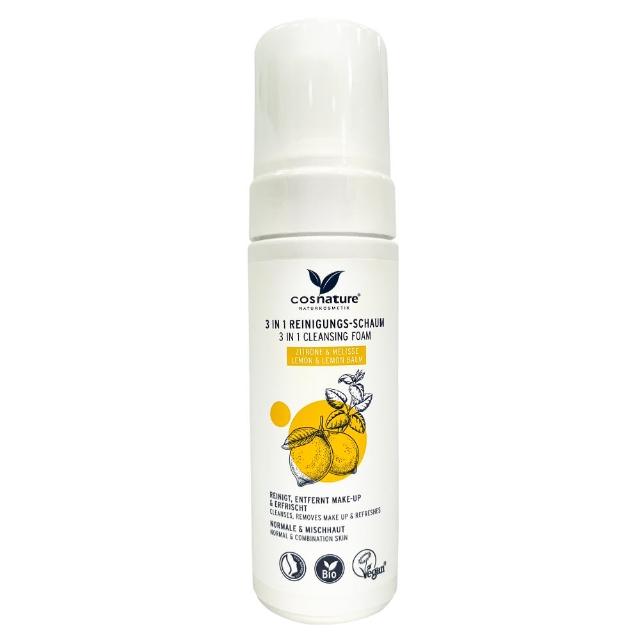 【cosnature 德國植萃】檸檬香蜂草控油潔顏慕斯150ml(天然認證 角質代謝 淨化毛孔 保濕亮白 泡沫綿密)