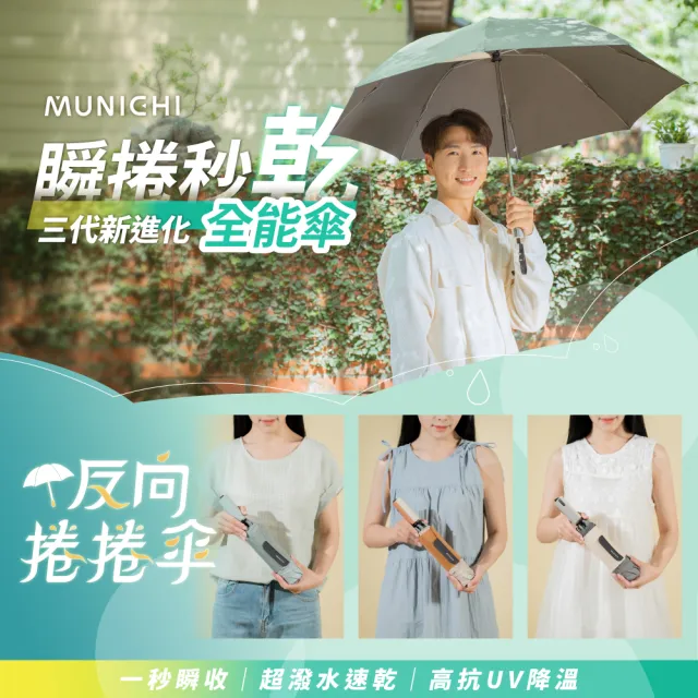 【MUNICHI 沐尼黑】2入組-反向捲捲傘/摺疊傘/摺疊傘/輕量傘/陽傘/晴雨兩用傘/梅雨/防潑水 MR.CITYRAIN