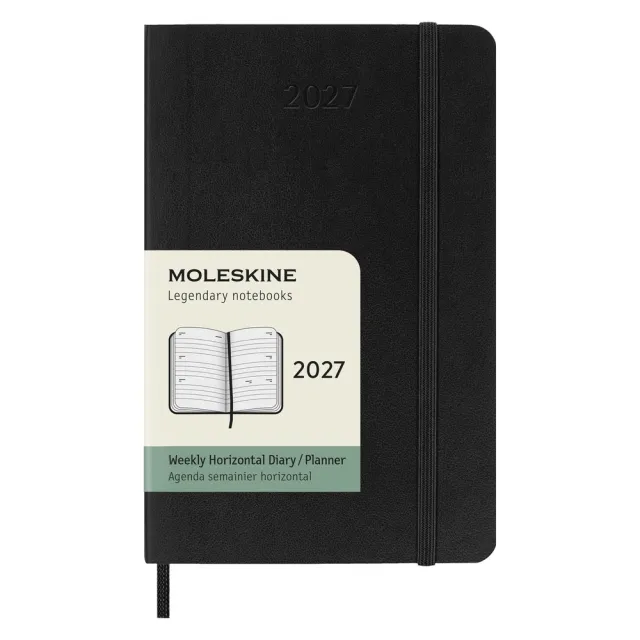 【MOLESKINE】2027 12個月橫式週記軟皮手帳 - 口袋型/黑