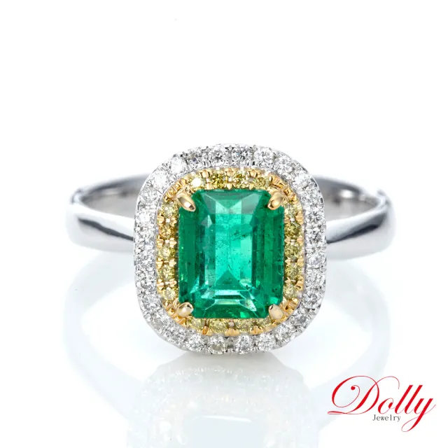 【DOLLY】買一送一 14K金 天然哥倫比亞祖母綠1克拉鑽石戒指-003 高級訂製珠寶 浪漫質感 奢華送禮