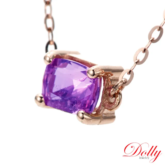 【DOLLY】買一送一 14K金 無燒斯里蘭卡艷彩薰衣草紫1克拉藍寶石鎖骨鍊 高級訂製珠寶 奢華質感 浪漫送禮