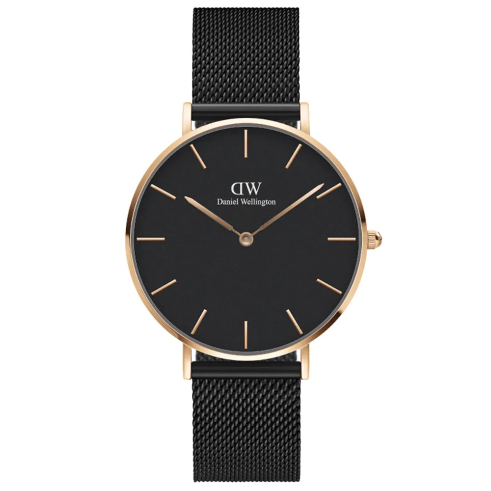 【Daniel Wellington】DW 手錶  Petite Ashfield 36mm寂靜黑米蘭金屬錶(DW00100307)