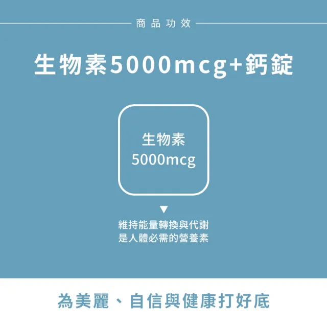 【Sun 日落恩賜】生物素5000mcg+鈣錠5袋組(共300錠)