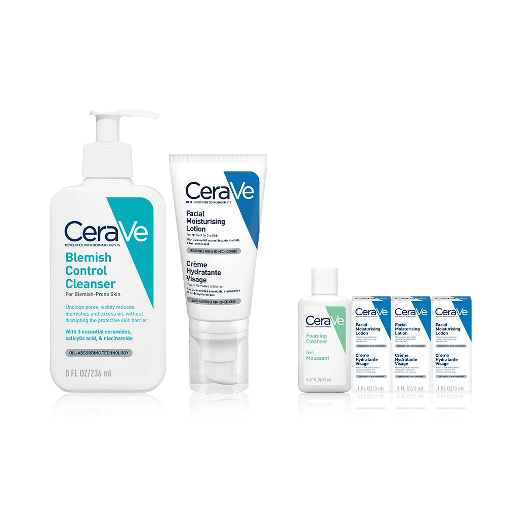 【CeraVe 適樂膚】男士推薦★淨痘修護必敗組 淨膚白泥抗粉痘潔面露 236ml+全效超級修護乳 52ml