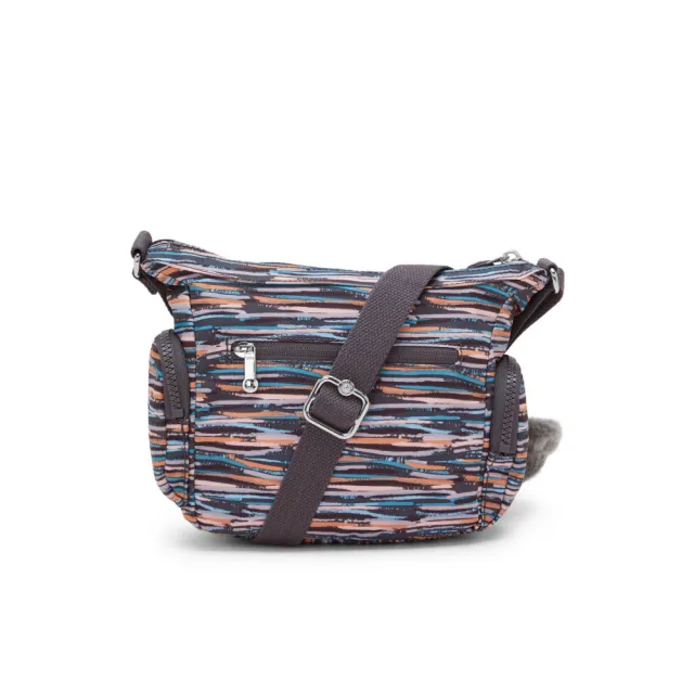 【KIPLING】『牛角包』（網路獨家款）灰底條紋小巧多層側背包-GABBIE MINI 女包