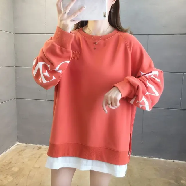 【AKARA】中大尺碼 女裝 秋冬 韓系街拍款寬鬆穿搭假兩件長袖上衣 M-3XL