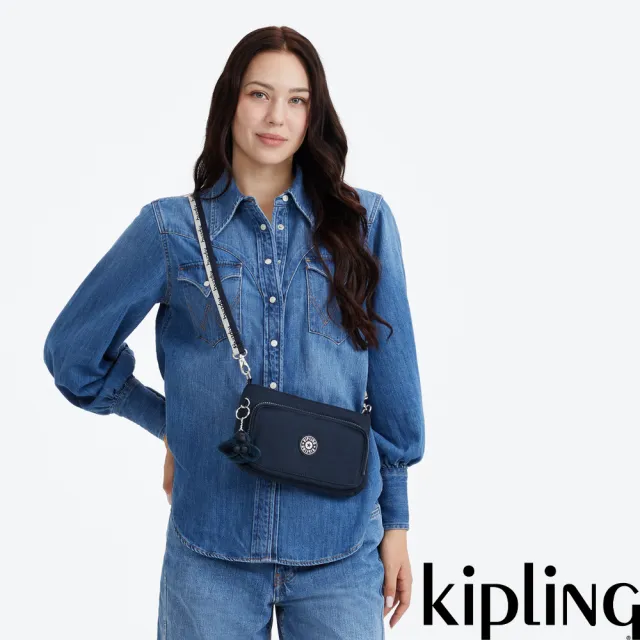 【KIPLING】藏藍黑白織帶兩用包-MYRTE 女包