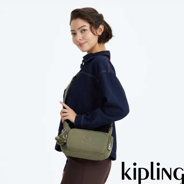 【KIPLING】『牛角包』鼠尾草綠輕巧多袋側背包-GABBETTE S 女包