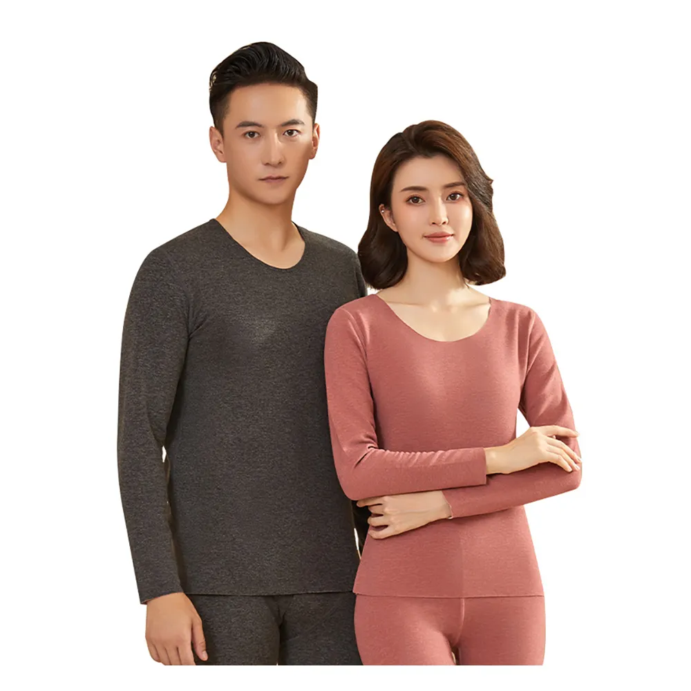 【莎邦婗】1套組蠶絲羊毛加厚保暖衣圓領長袖套裝恆溫發熱衣男女多色選(雙重蓄暖/睡衣/抗寒必備 8007)