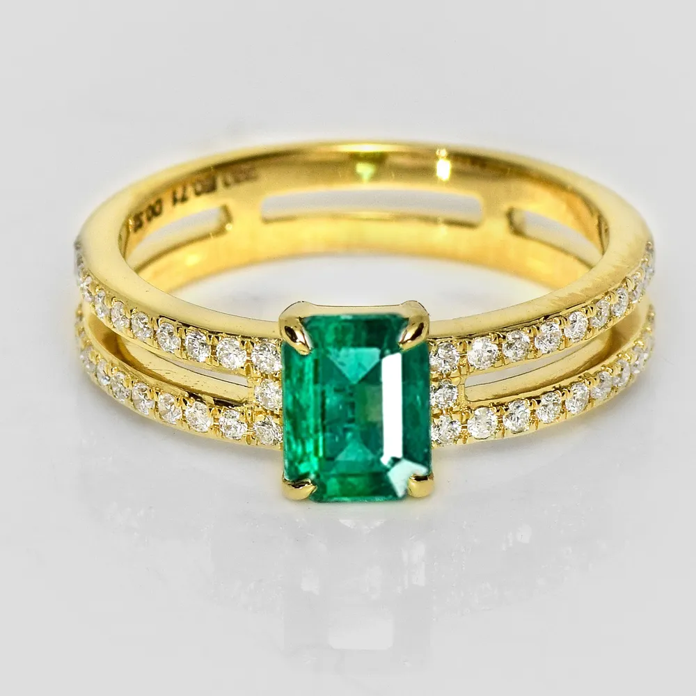 【似曾國際珠寶】庫存出清價 現貨 IGI 18K金 0.71克拉 Emerald Cut 天然贊比亞祖母綠戒指