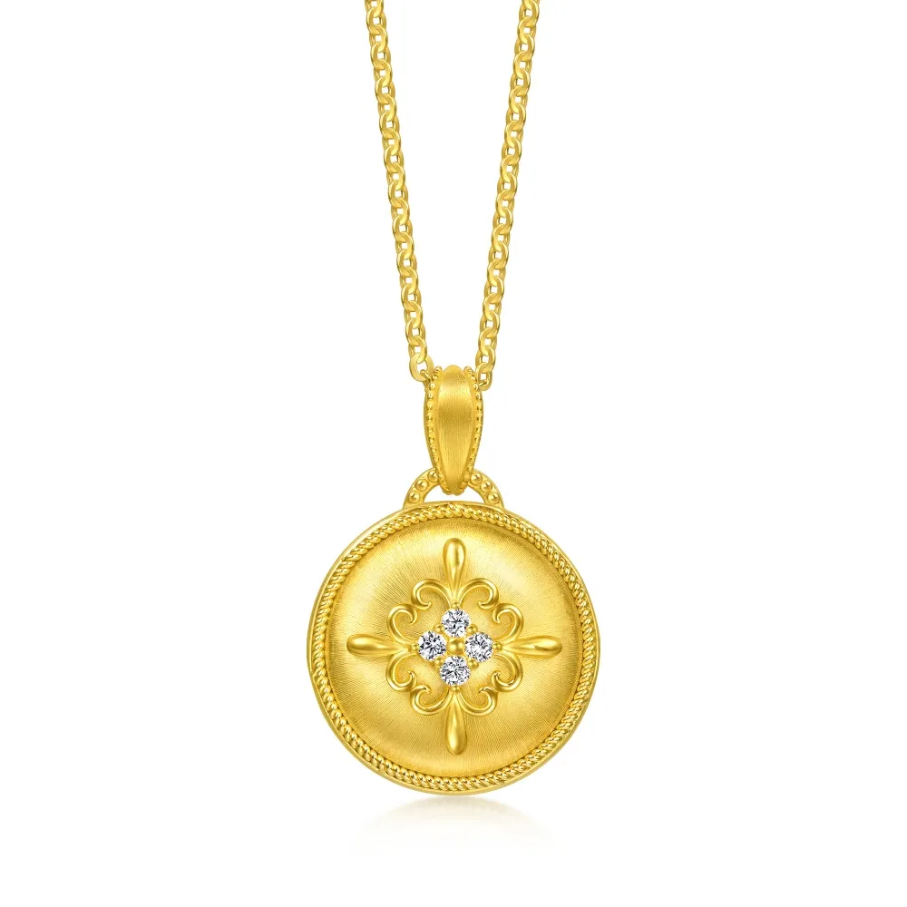 【點睛品】錦繡芳華 鑽石黃金項鍊