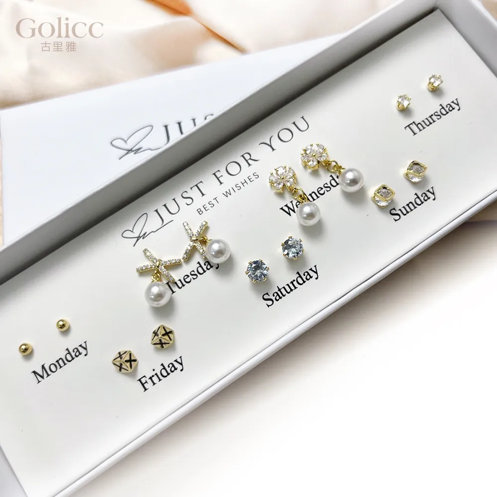 【Gulicc 古莉可】耳環  一周耳釘 倒數日期 7日 心情套裝組(99購物節 生日 飾品 耳釘 耳飾 耳墜 禮物)