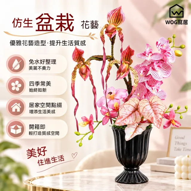 【窩居】仿真蘭花 桌面花藝 客廳擺飾 花藝擺件 居家擺飾 高級感花藝 蘭花擺飾（秋粉）