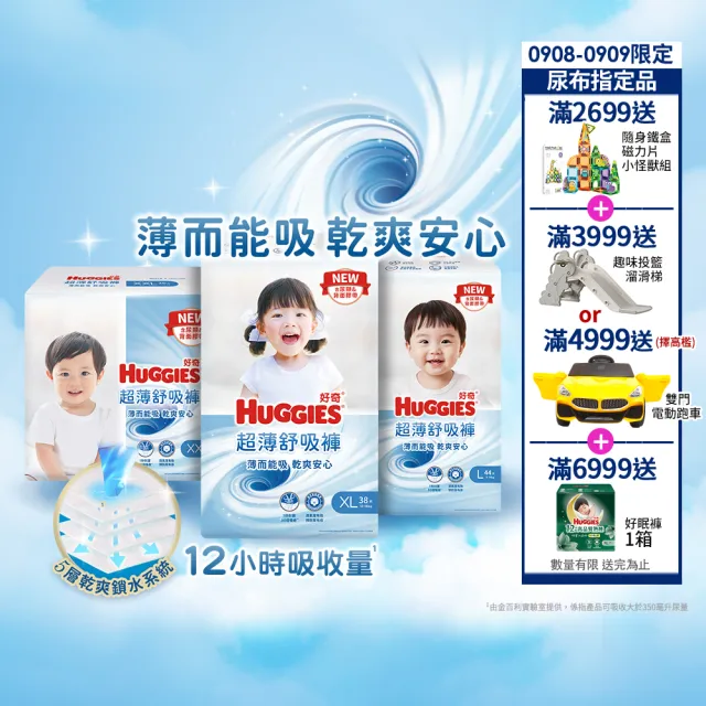 【HUGGIES 好奇】超薄舒吸褲/褲型尿布/褲型紙尿褲 L-XXL(紙尿褲/尿布/箱)