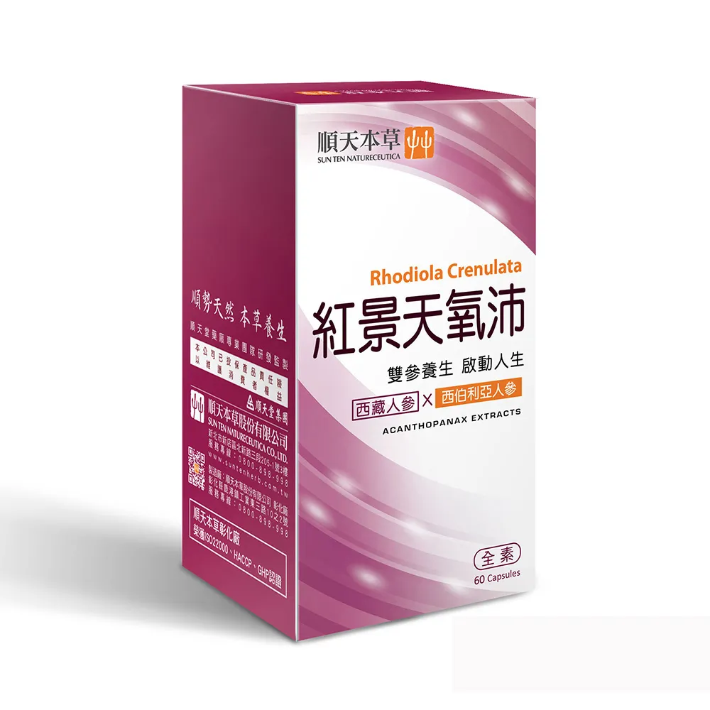 【順天本草】紅景天 氧沛 膠囊 含刺五加(60顆/盒)