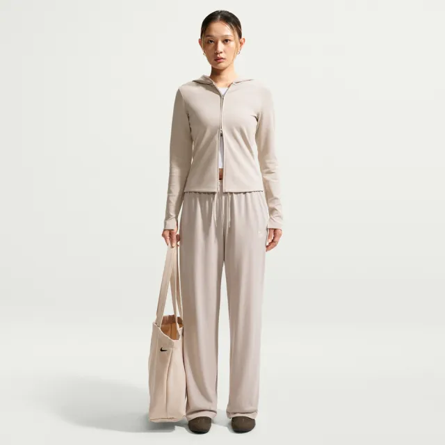 【NIKE 耐吉】長褲 女 運動褲 中腰 直筒 AS W NSW CHILL KNIT LTWT OH PA 米 IQ0093-236