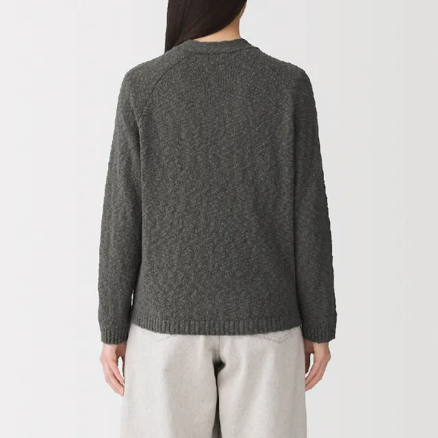 【MUJI 無印良品】女棉混節紗V領開襟衫(墨灰/米色/煙燻粉)