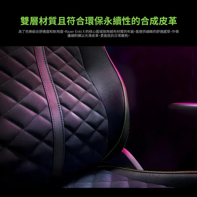 【Razer 雷蛇】搭電競耳機★Enki X人體工學設計電競椅/電腦椅/(黑/綠/RZ38-R3U1)+黑鯊V2 X 有線電競耳機