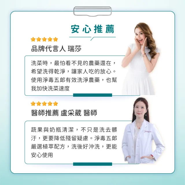  【淨毒五郎】蔬果清潔補充組-清潔劑400ml+補充瓶1000ml(可洗蔬果 奶瓶 奶瓶清潔劑)