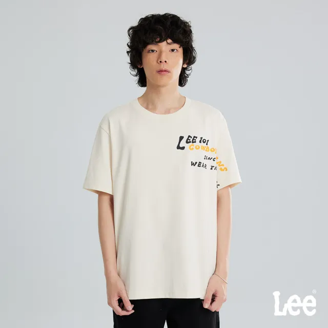 【Lee】男裝 短袖T恤 / 復古101印花 奶霜白 舒適版型 / LB602089003