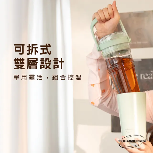 【THERMOcafe 凱菲】雙層真空保溫陶瓷塗層快拆隨手瓶620ml(TCDB-700S)