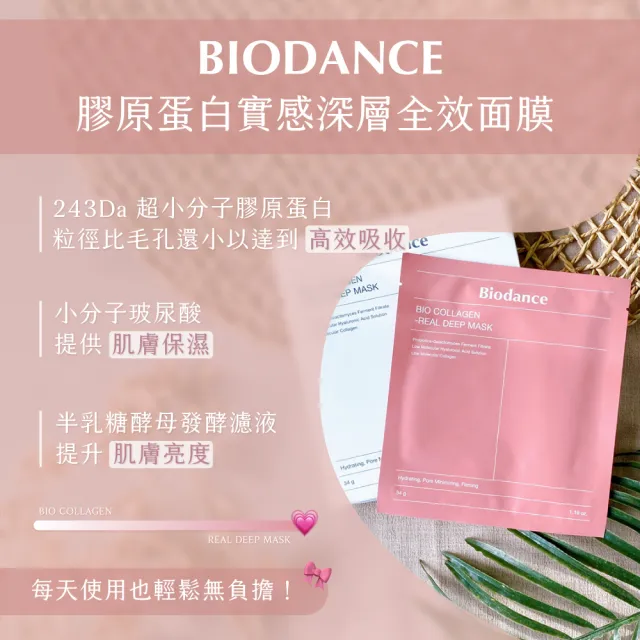 【Biodance】深層保濕面膜/膠原蛋白深層全效面膜5盒(共20片/補水面膜 韓國 保濕 小分子玻尿酸)
