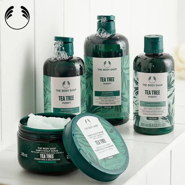 【THE BODY SHOP 美體小舖】夏日沁涼沐浴組(茶樹洗髮精250ML +薄荷沐浴膠250ML)