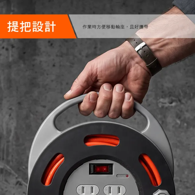【PowerSync 群加】2P 1開4插工業用輪座延長線/動力線/10m(TX4AF100)
