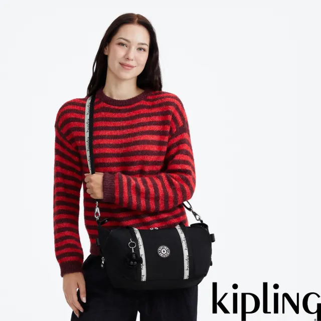 【KIPLING】黑白織帶大容量兩用包-ART BAGUETTE 女包